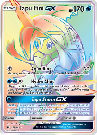 Tapu Fini GX (Secret) (/147) Holofoil [SM: Burning Shadows] Pokemon Single Pokémon