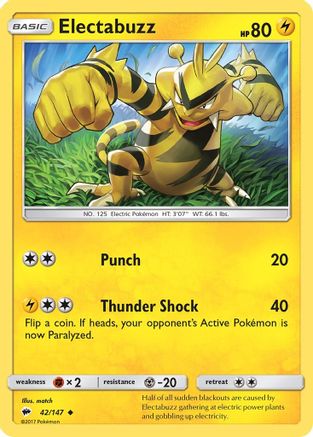 Electabuzz (42/147) - [SM: Burning Shadows] Reverse Holofoil Pokemon Single Pokémon