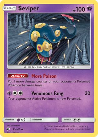 Seviper (50/147) Reverse Holofoil [SM: Burning Shadows] Pokemon Single Pokémon