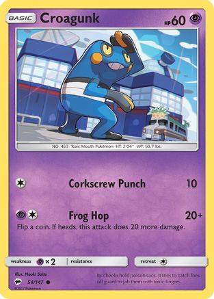 Croagunk (54/147) Reverse Holofoil [SM: Burning Shadows] Pokemon Single Pokémon