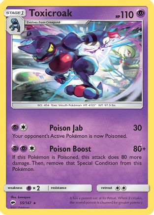 Toxicroak (55/147) Reverse Holofoil [SM: Burning Shadows] Pokemon Single Pokémon