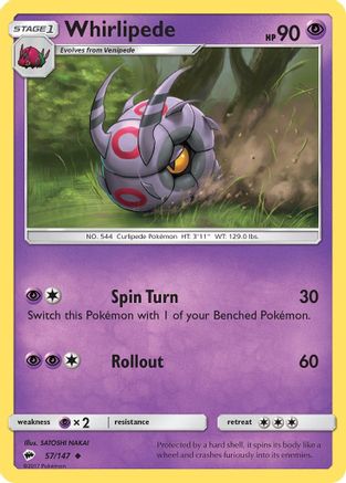 Whirlipede (57/147) Reverse Holofoil [SM: Burning Shadows] Pokemon Single Pokémon