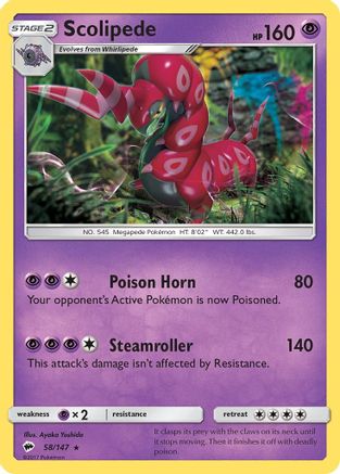 Scolipede (58/147) Reverse Holofoil [SM: Burning Shadows] Pokemon Single Pokémon