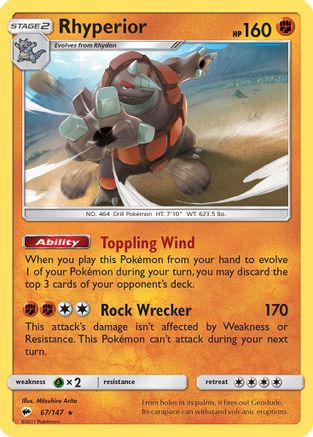Rhyperior (67/147) Reverse Holofoil [SM: Burning Shadows] Pokemon Single Pokémon