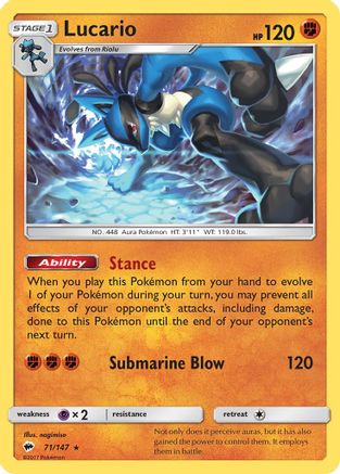 Lucario (71/147) Holofoil [SM: Burning Shadows] Pokemon Single Pokémon