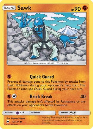 Sawk (72/147) [SM: Burning Shadows] Pokemon Single Pokémon