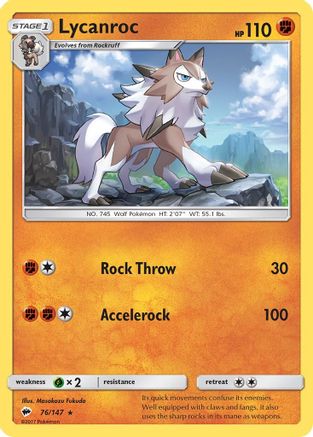 Lycanroc (76/147) Reverse Holofoil [SM: Burning Shadows] Pokemon Single Pokémon