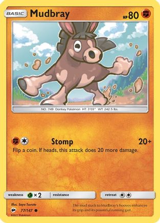 Mudbray (77/147) Reverse Holofoil [SM: Burning Shadows] Pokemon Single Pokémon