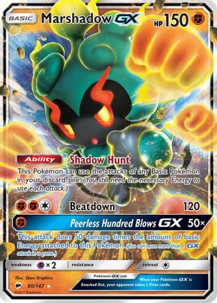 Marshadow GX (80/147) Holofoil [SM: Burning Shadows] Pokemon Single Pokémon