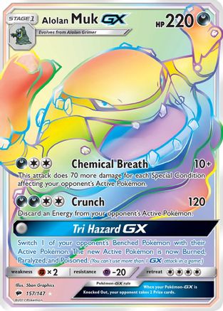 Alolan Muk GX (Secret) (/147) Holofoil [SM: Burning Shadows] Pokemon Single Pokémon