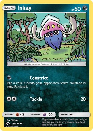 Inkay (89/147) Reverse Holofoil [SM: Burning Shadows] Pokemon Single Pokémon