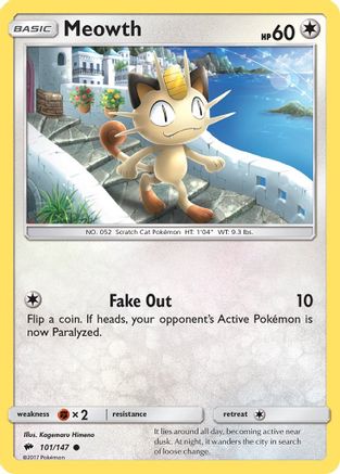 Meowth (101/147) Reverse Holofoil [SM: Burning Shadows] Pokemon Single Pokémon