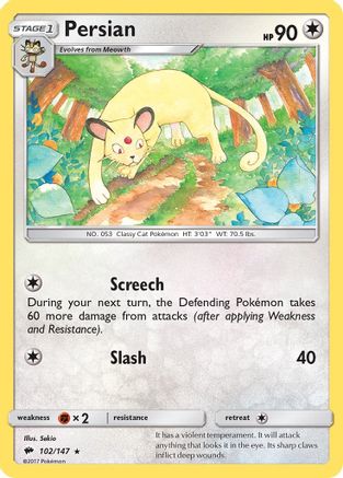 Persian (102/147) Reverse Holofoil [SM: Burning Shadows] Pokemon Single Pokémon