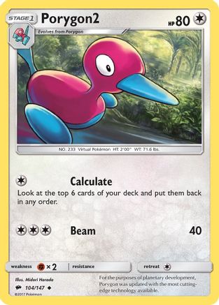 Porygon2 104/147 [SM: Burning Shadows] Pokemon Single Pokémon