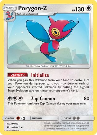 Porygon-Z (105/147) Reverse Holofoil [SM: Burning Shadows] Pokemon Single Pokémon