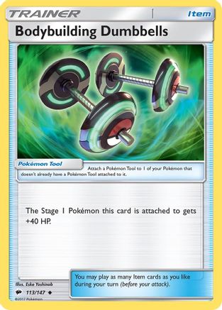 Bodybuilding Dumbbells (113/147) Reverse Holofoil [SM: Burning Shadows] Pokemon Single Pokémon