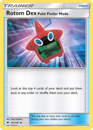 Rotom Dex Poke Finder Mode (122/147) Reverse Holofoil [SM: Burning Shadows] Pokemon Single Pokémon