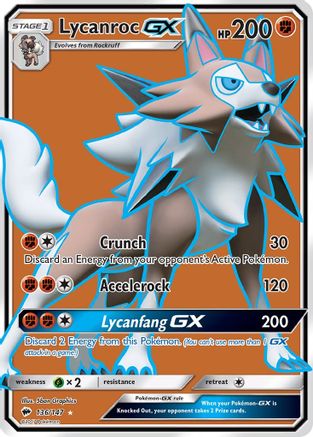 Lycanroc GX (Full Art) 136/147 Holofoil [SM: Burning Shadows] Pokemon Single Pokémon