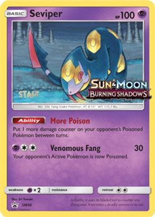 Seviper - SM46 (Prerelease) [Staff] () Holofoil [SM: Black Star Promos] Pokemon Single Pokémon