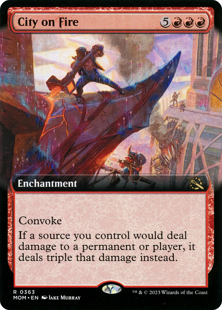 City on Fire (MOM-363) [March of the Machine] (Extended Art) Foil MTG Single Wizards of the Coast