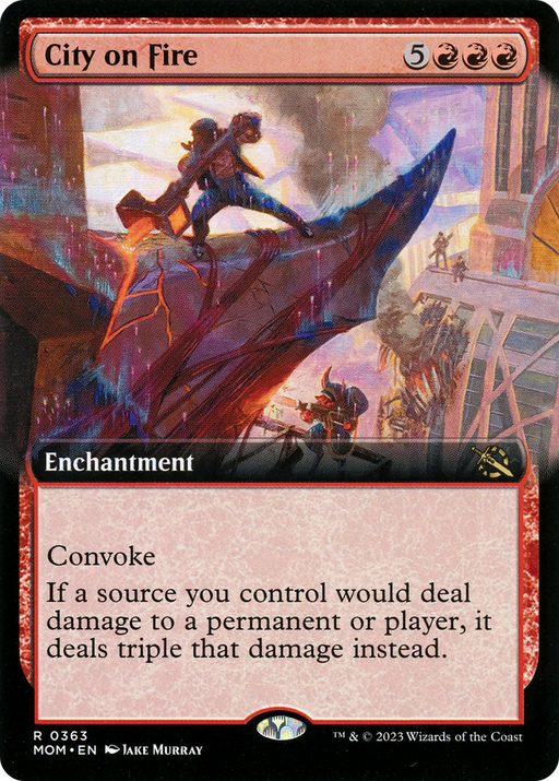 City on Fire (MOM-363) [March of the Machine] (Extended Art) Foil MTG Single Wizards of the Coast