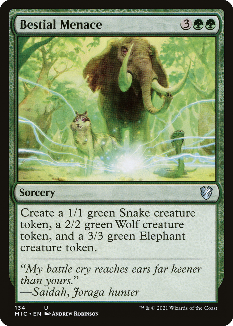 Bestial Menace (MIC-134) [Midnight Hunt Commander] MTG Single Wizards of the Coast