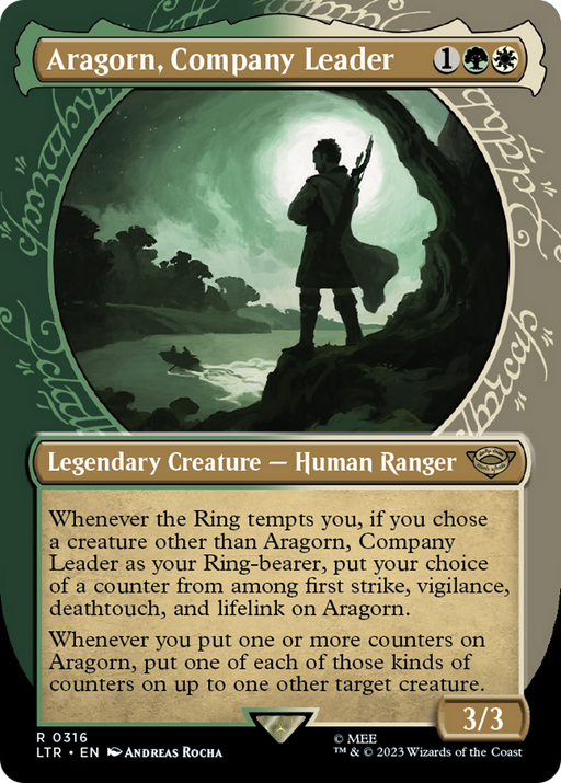 Aragorn, Company Leader (LTR-316) [The Lord of the Rings: Tales of Middle-earth] (Showcase) (Borderless) MTG Single Wizards of the Coast