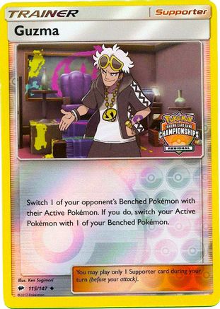 Guzma - 115/147 (Regional Championships) () Reverse Holofoil [Promos: League & Championship Cards] Pokemon Single Pokémon