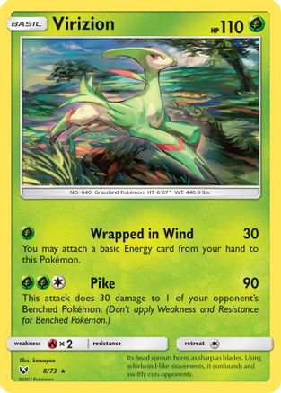 Virizion (8/73) Reverse Holofoil [SM: Shining Legends] Pokemon Single Pokémon