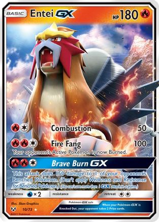 Entei GX (10/73) Holofoil [SM: Shining Legends] Pokemon Single Pokémon