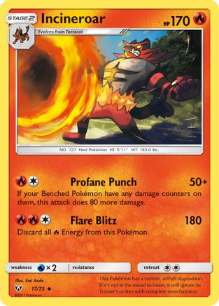 Incineroar (17/73) Reverse Holofoil [SM: Shining Legends] Pokemon Single Pokémon