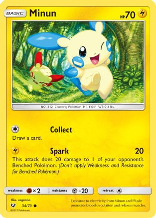 Minun (34/73) Reverse Holofoil [SM: Shining Legends] Pokemon Single Pokémon