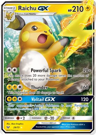 Raichu GX (29/73) Holofoil [SM: Shining Legends] Pokemon Single Pokémon