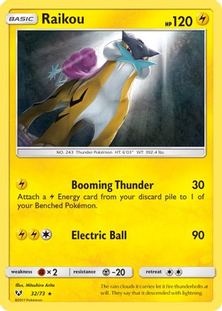 Raikou (32/73) Reverse Holofoil [SM: Shining Legends] Pokemon Single Pokémon