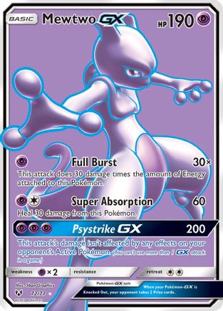 Mewtwo GX (Full Art) (72/73) Holofoil [SM: Shining Legends] Pokemon Single Pokémon