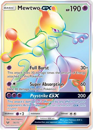 Mewtwo GX (Secret) (/73) Holofoil [SM: Shining Legends] Pokemon Single Pokémon