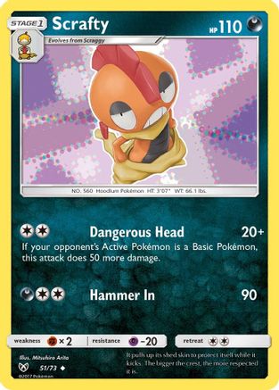 Scrafty (51/73) Reverse Holofoil [SM: Shining Legends] Pokemon Single Pokémon