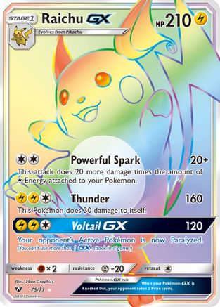 Raichu GX (Secret) (/73) Holofoil [SM: Shining Legends] Pokemon Single Pokémon