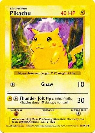 Pikachu (Red Cheeks) (58) 1st Edition [Vintage: Base Set Shadowless] Pokemon Single Pokémon