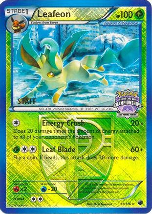 Leafeon 11/116 (State Championships) [Staff] () Reverse Holofoil [Promos: League & Championship Cards] Pokemon Single Pokémon