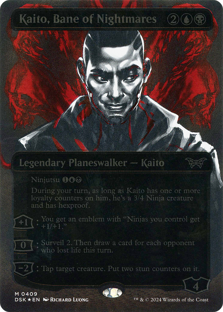 Kaito, Bane of Nightmares (Textured Foil) (DSK-409) [Duskmourn: House of Horror] (Showcase) (Borderless) Foil MTG Single Wizards of the Coast