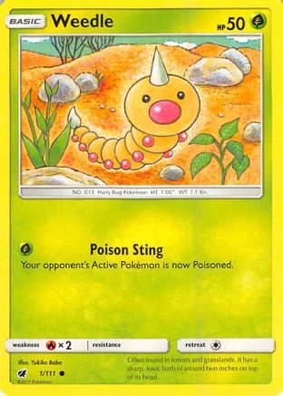 Weedle (1/111) [SM: Crimson Invasion] Pokemon Single Pokémon
