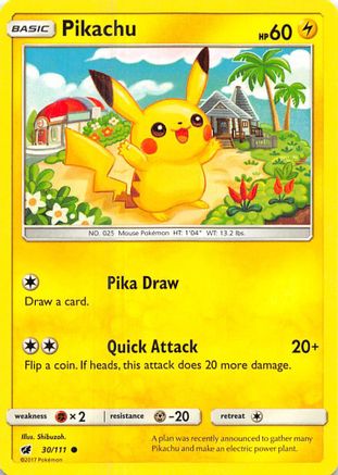 Pikachu (30/111) [SM: Crimson Invasion] Pokemon Single Pokémon