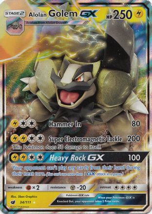 Alolan Golem GX (34/111) - [SM: Crimson Invasion] Holofoil Pokemon Single Pokémon