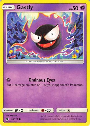 Gastly (36/111) Reverse Holofoil [SM: Crimson Invasion] Pokemon Single Pokémon