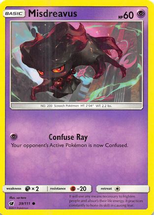 Misdreavus (39/111) Reverse Holofoil [SM: Crimson Invasion] Pokemon Single Pokémon