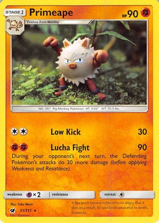Primeape (51/111) Reverse Holofoil [SM Crimson Invasion] Pokemon Single Pokémon