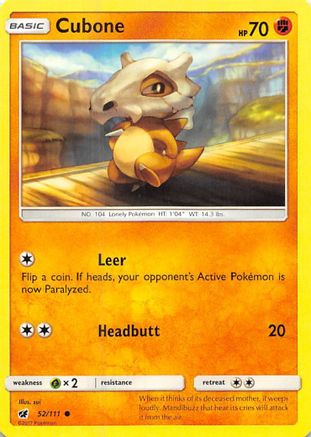 Cubone (52/111) Reverse Holofoil [SM: Crimson Invasion] Pokemon Single Pokémon