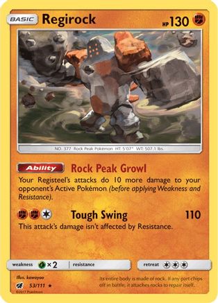 Regirock (53/111) Reverse Holofoil [SM: Crimson Invasion] Pokemon Single Pokémon