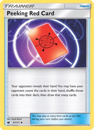 Peeking Red Card (97/111) - [SM: Crimson Invasion] Reverse Holofoil Pokemon Single Pokémon